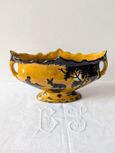 coupe orchies ancienne tons moutarde decor art nouveau