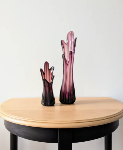paire de vases en verre souffle vintage parme villa brieg