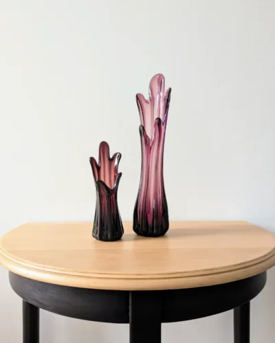 paire de vases en verre souffle vintage parme villa brieg