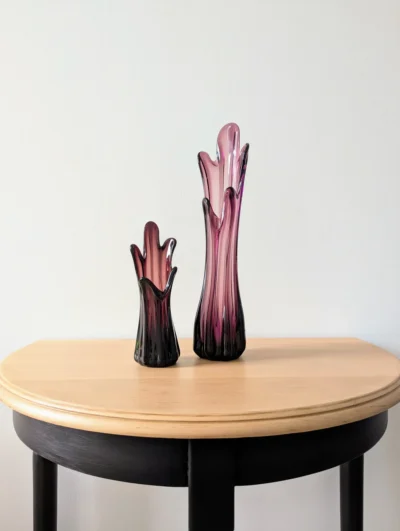 paire de vases en verre souffle vintage parme villa brieg