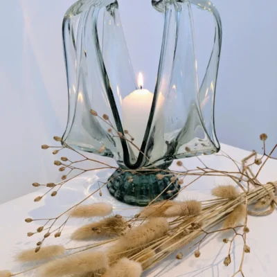 photophore vintage en verre soufflé