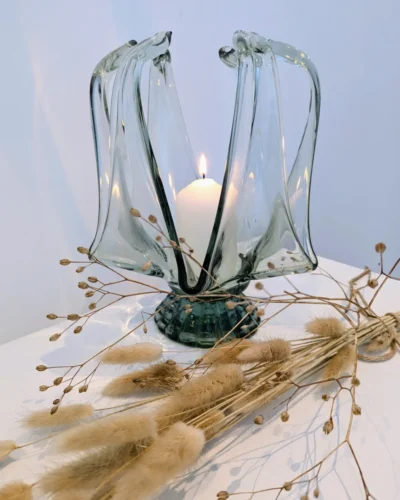 photophore vintage en verre soufflé