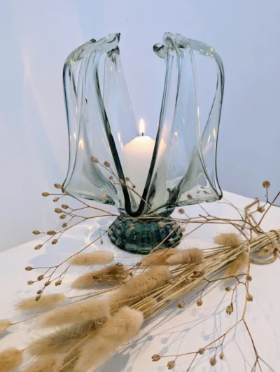 photophore vintage en verre soufflé