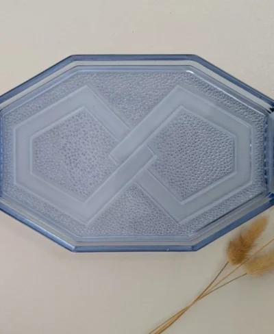 Plateau en verre bleu de style Art déco