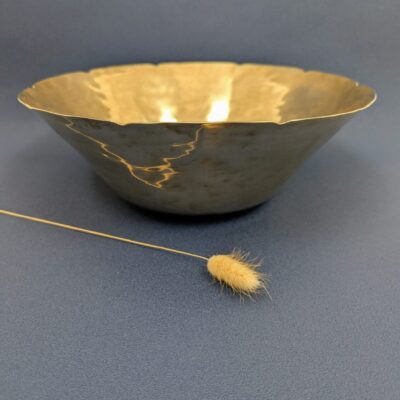 Vintage - Saladier doré Laiton Martelé – Centre de Table