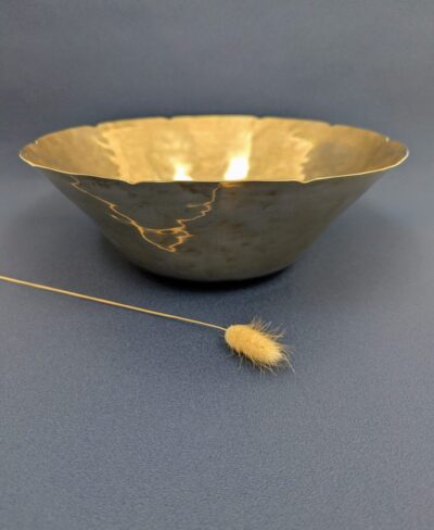 Vintage - Saladier doré Laiton Martelé – Centre de Table