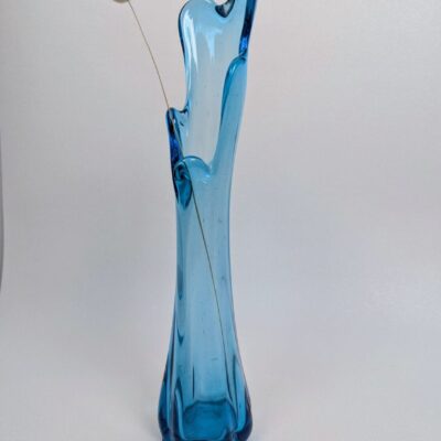 Vase verre soufflé bleu 5 doigts