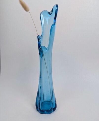 Vase verre soufflé bleu 5 doigts