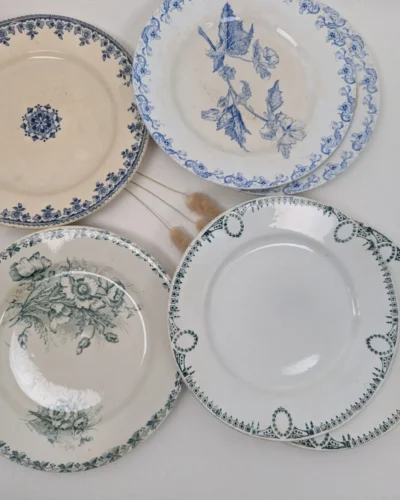 Service de 6 assiettes en Terre de Fer dépareillées