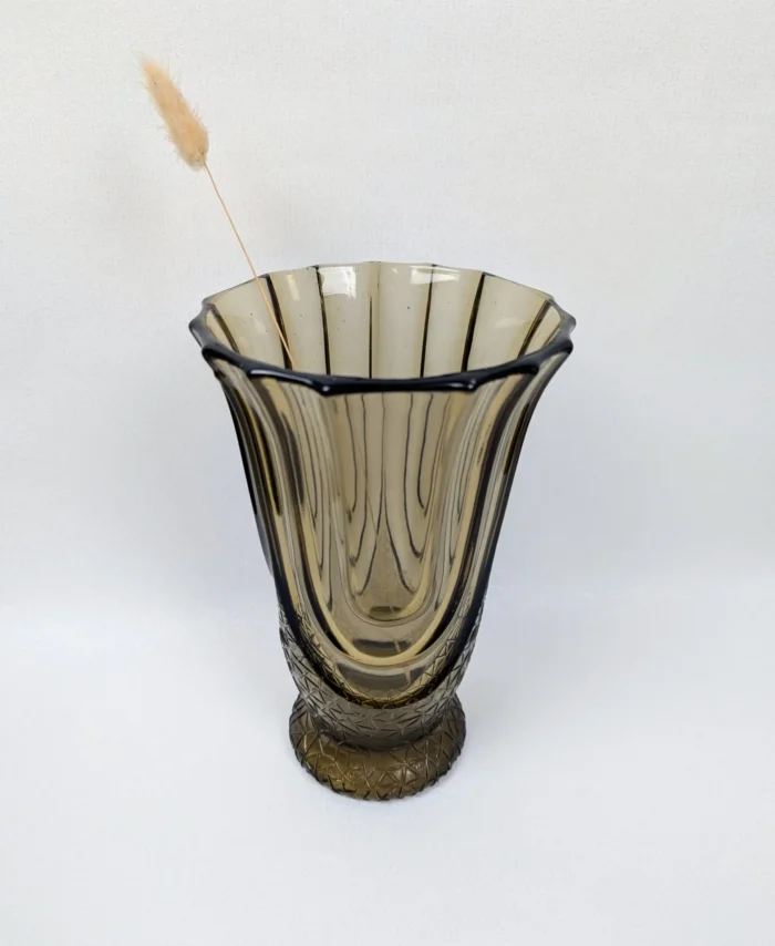 Art Deco smoked glass vase