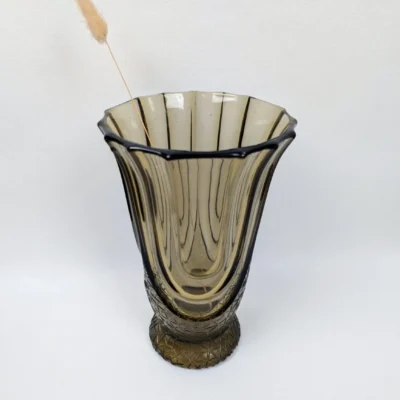 Vase Art Déco verre fumé
