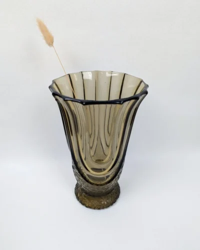 Vase Art Déco verre fumé