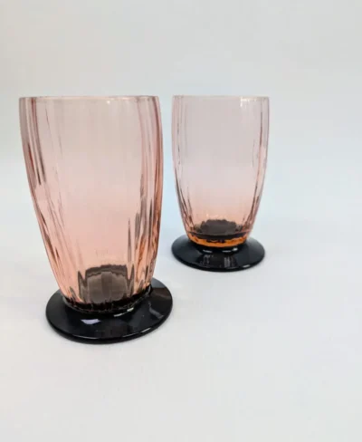 Verres Cristal Art Déco Rose & Violet - Duo élégant