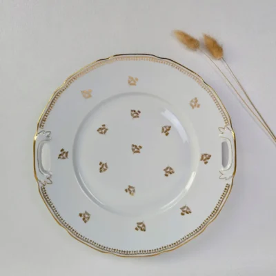Plat à dessert en porcelaine de Limoges maison Lamotte