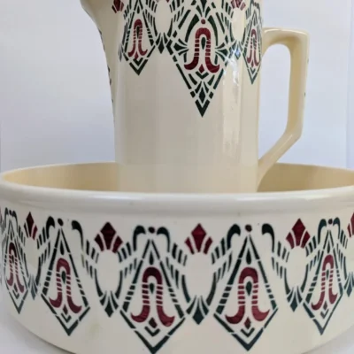 Ensemble de toilette vintage signé Hamage moulin des loups style Art Déco