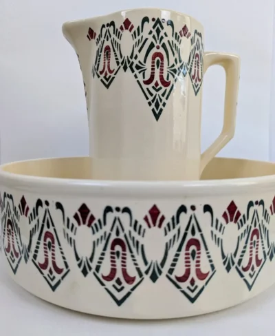 Ensemble de toilette vintage signé Hamage moulin des loups style Art Déco