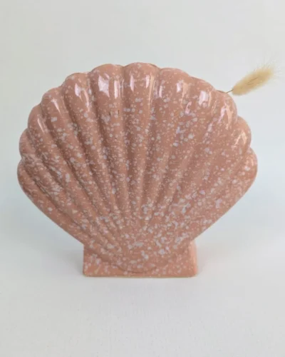 Vase Coquillage Vintage Rose Chiné – Décoration Rétro