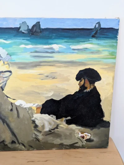 Tableau reproduction sur toile Sur la plage Édouard Manet Villa Brieg peinture marine impressionniste