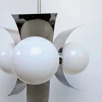 Suspension Space Age vintage 70's en chrome et 3 sphères rondes.