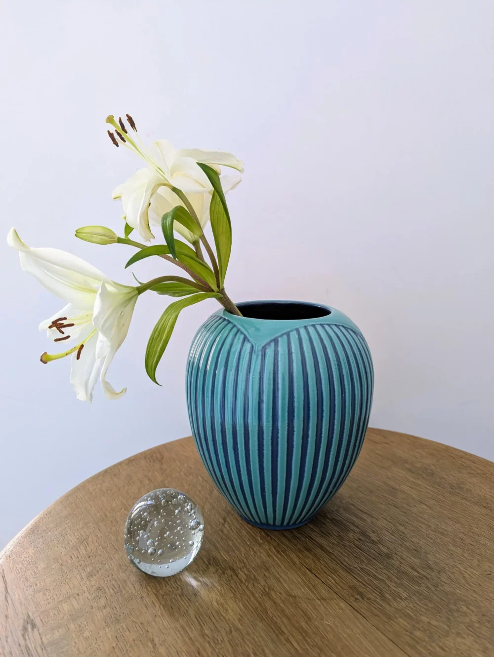 Vase en céramique bleu Scheurich Keramik West Germany