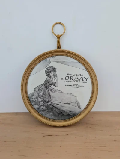 Cadre rond Art Nouveau doré affiche Parfums d Orsay authentique - Villa Brieg