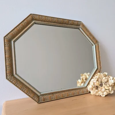 miroir octogonal ancien en bois