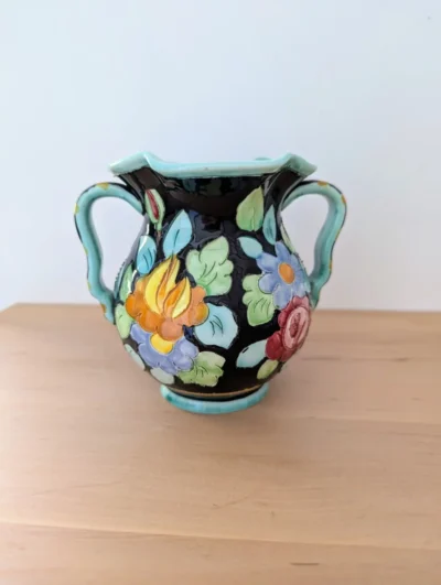 Petit vase vintage Cerart Monaco céramique rouge émaillée Villa Brieg objet de décoration Riviera