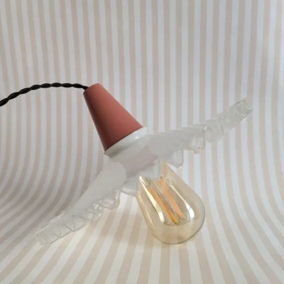 Suspension vintage en opaline blanche avec sa corolle ancienne