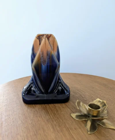 Petit vase Art Déco bleu et marron