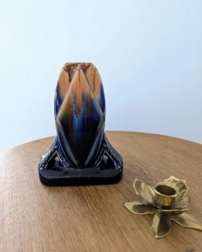 Petit vase Art Déco bleu et marron