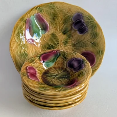 Service à fruits vintage en barbotine Sarreguemines