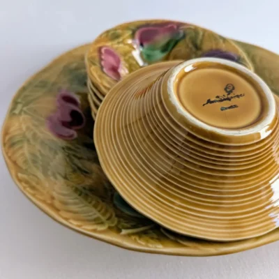 Service à fruits vintage en barbotine Sarreguemines