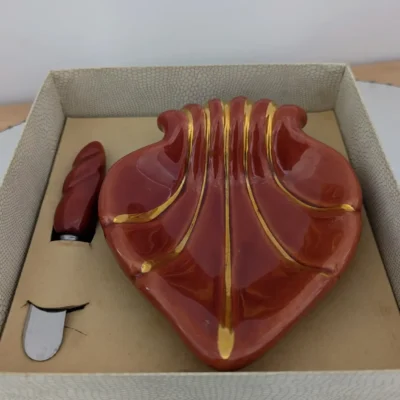 coffret beurrier et couteau céramique vintage