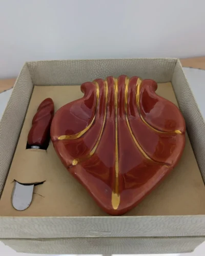 coffret beurrier et couteau céramique vintage