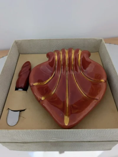 coffret beurrier et couteau céramique vintage