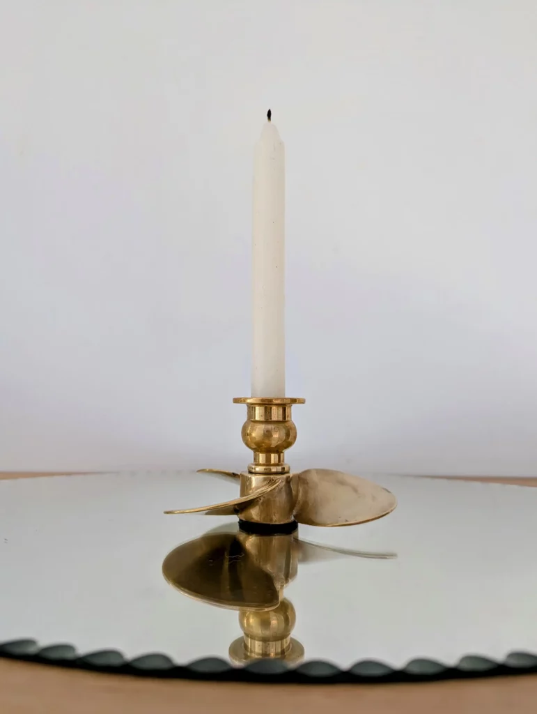 Bougeoir laiton vintage forme d'hélice