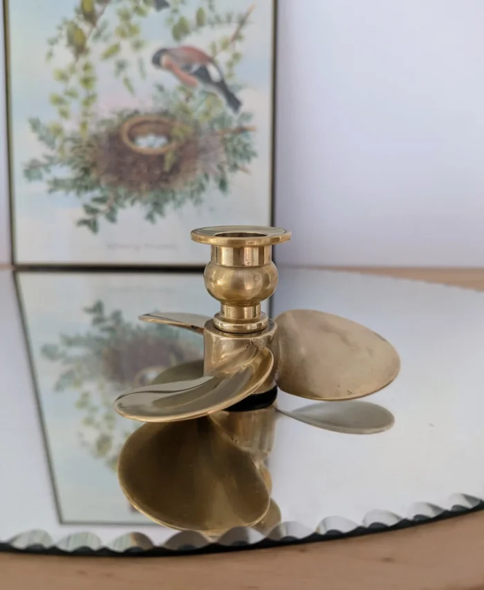 Bougeoir laiton vintage forme d'hélice