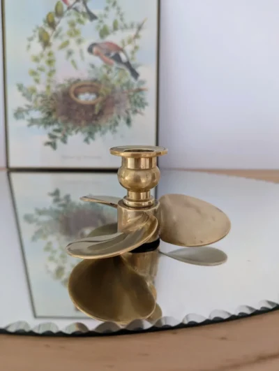 Bougeoir laiton vintage forme d'hélice