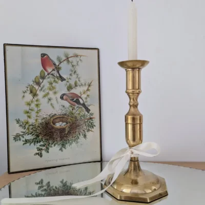 bougeoir flambeau vintage en laiton doré