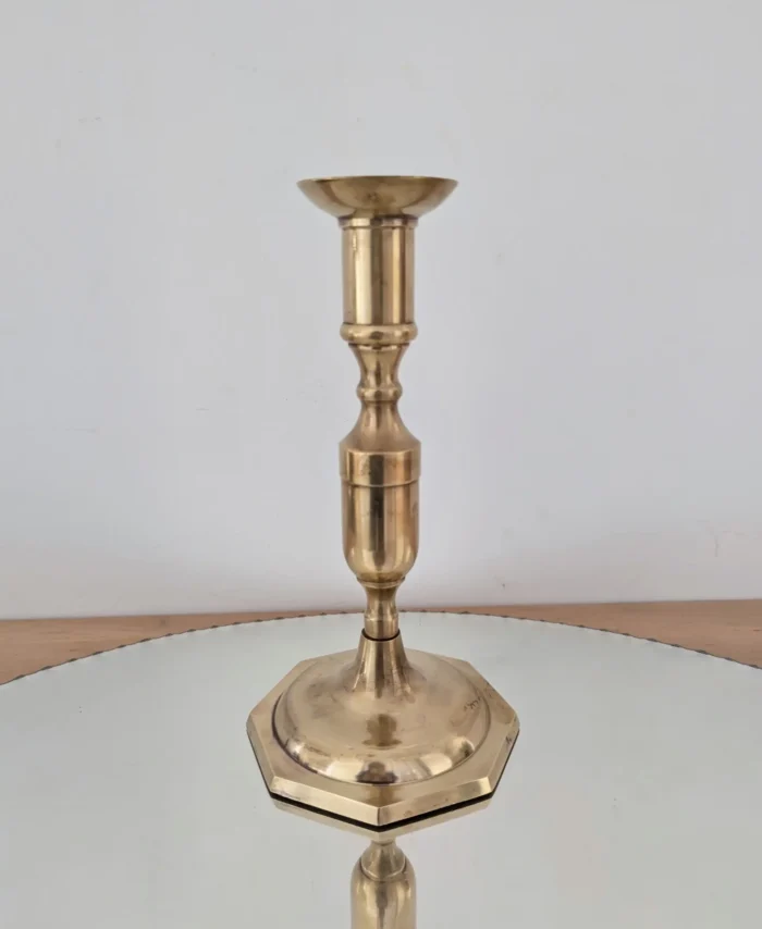 bougeoir flambeau en laiton doré vintage