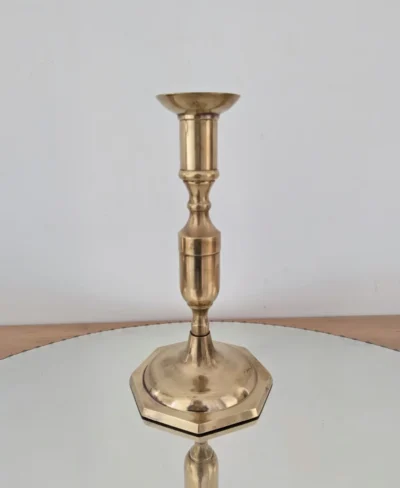 bougeoir flambeau en laiton doré vintage