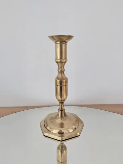 bougeoir flambeau en laiton doré vintage