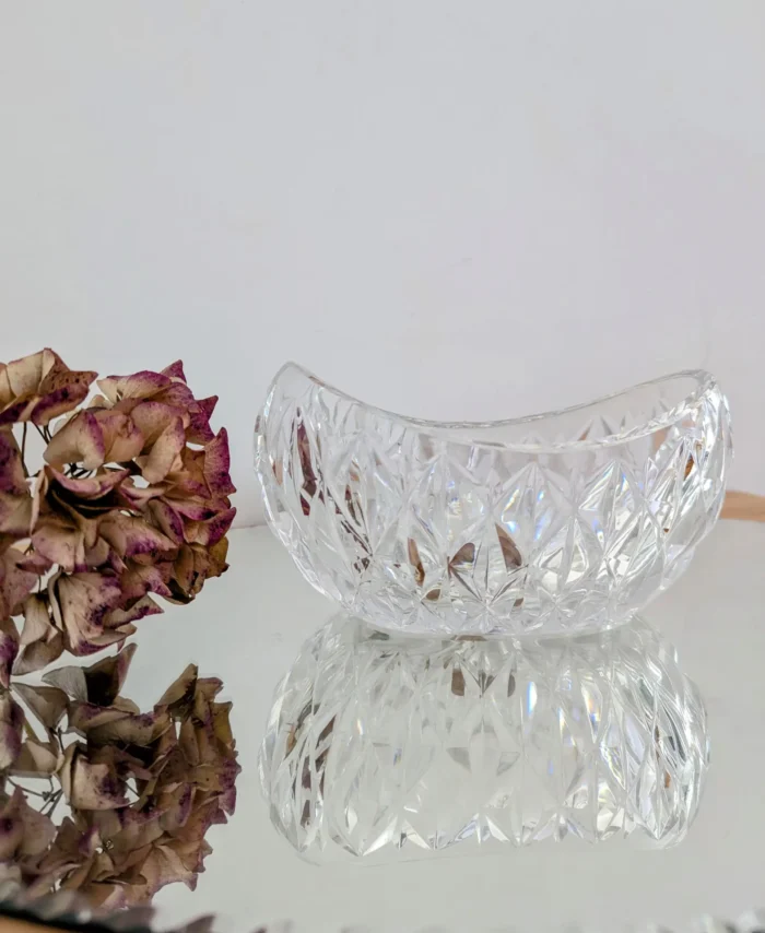 Coupe en cristal ciselé vintage forme bateau