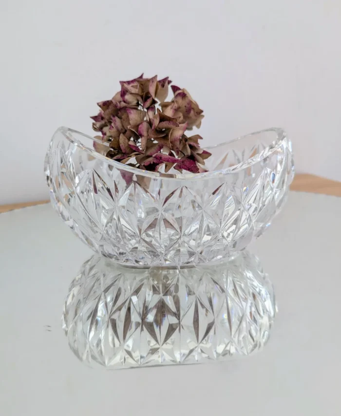 Coupe en cristal ciselé vintage forme bateau