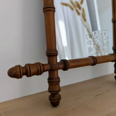Miroir en bois effet bambou vintage