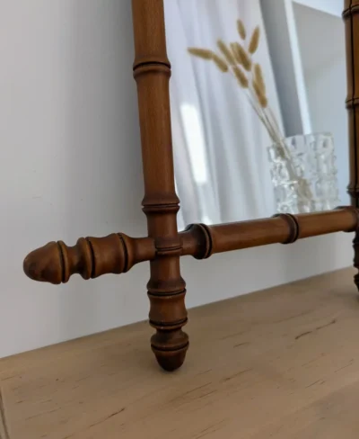 Miroir en bois effet bambou vintage