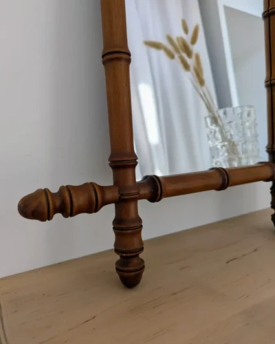 Miroir en bois effet bambou vintage