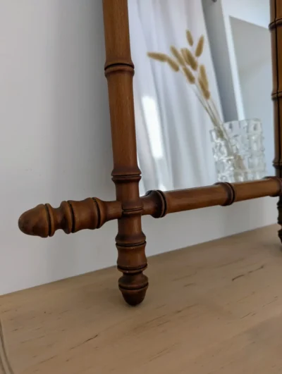 Miroir en bois effet bambou vintage
