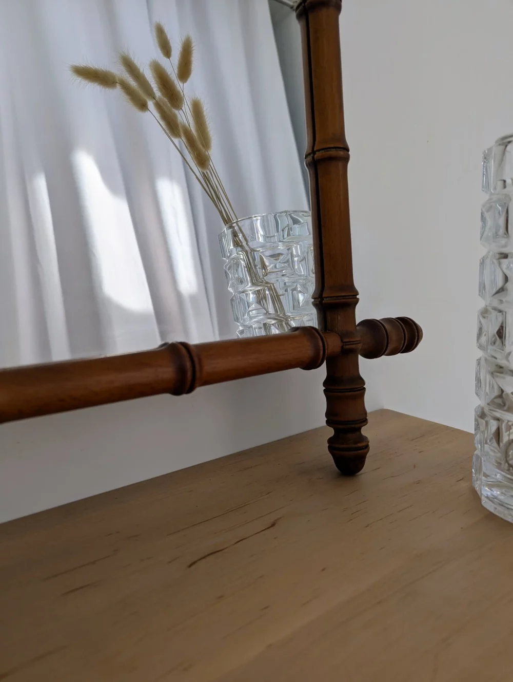 Miroir bois bambou vintage – Image 3