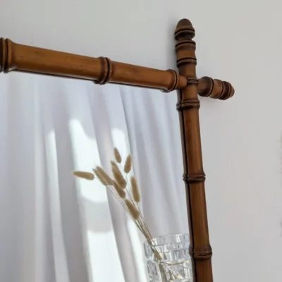 Miroir en bois effet bambou vintage